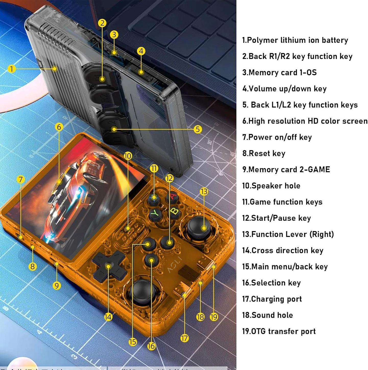 Asli Global Xretro Engine 3.5 Xretro Handheld Game Console With Linux System 128GB | Orange Asli Global Xretro Engine 3.5 Xretro Handheld Game Console With Linux System 128GB | Orange